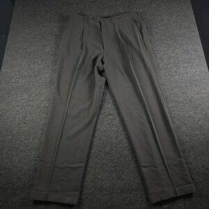 Vtg Armani Collezioni Gray Wool Pants Pleated Cuffed Dress Mens 38R (Fits 36x31)